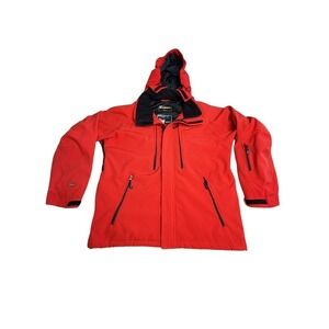Volkl Ski Jacket‎ Mens L Red Waterproof Hooded Snowboard Technical Shell